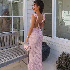 MESHKI Pink Backless Maxi Dress